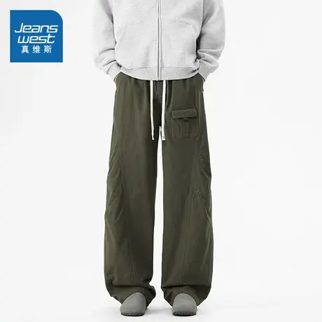 KF真维斯男装工装裤 2025春季新款裤子男美式复古伞兵裤宽松长裤商品大图