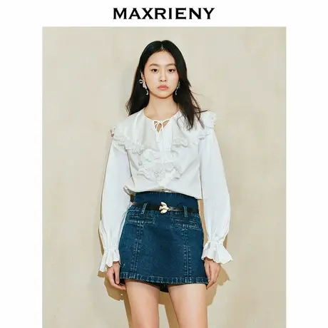【奥莱】MAXRIENY复古宫廷刺绣镂空上衣图片