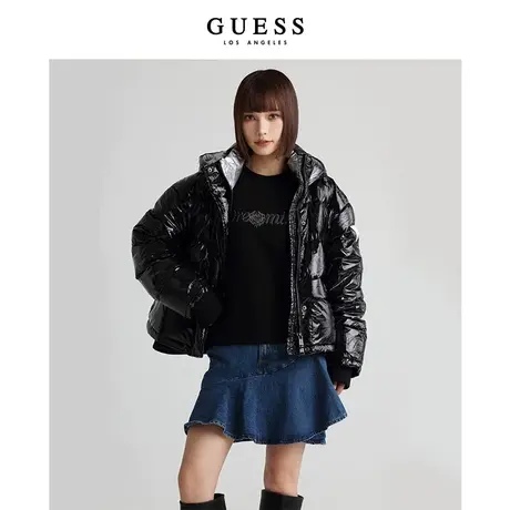 【38上新季】GUESS冬季 女士经典亮面连帽保暖羽绒服图片