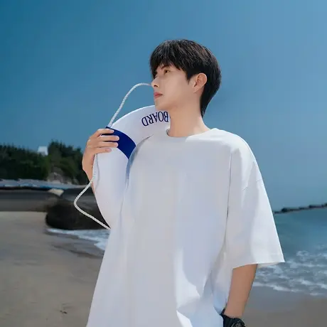 回力纯色短袖t恤男士夏季2025新款重磅纯棉内搭体恤男生白色半袖图片