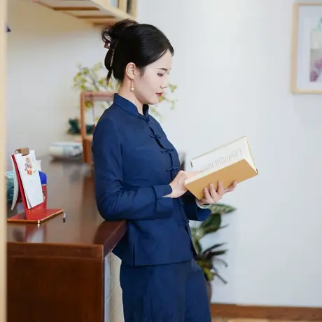 筠雅秋季新款中国风气质改良唐装上衣女修身显瘦新中式女装24J308商品大图