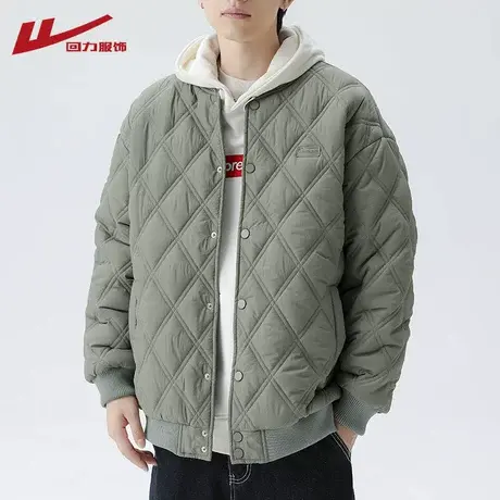 回力棒球领男士夹克棉服2024新款秋冬季男生棉衣外套加厚男装棉袄图片