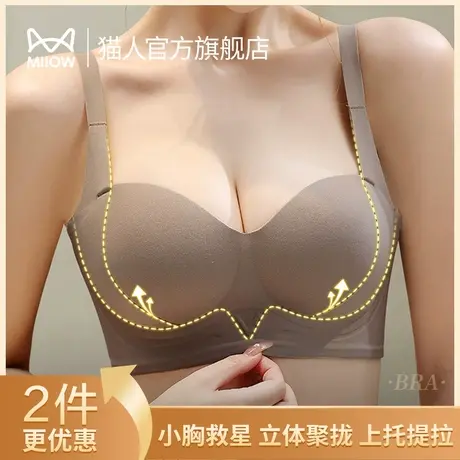 猫人内衣女小胸显大聚拢文胸无痕软支撑收副乳防下垂性感提拉胸罩商品大图