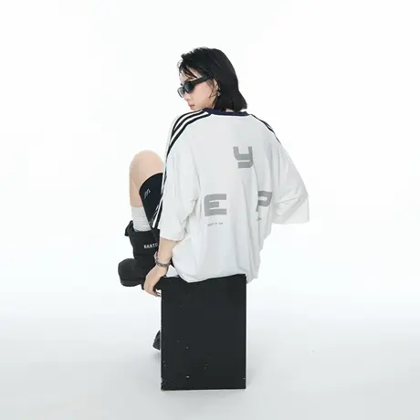 2025夏季新款宽松个性印花短袖T恤女泽西风美式潮酷情侣半袖上衣图片