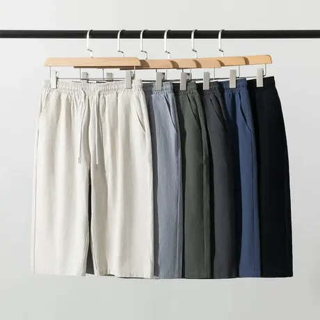 夏季七分裤男纯棉薄款宽松大码中裤夏天短裤加肥加大运动7分裤男商品大图