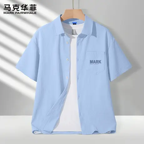 马克华菲衬衫男款夏季休闲运动短袖男2025新款宽松大码男士上衣X商品大图