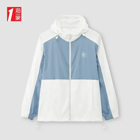 海一家连帽轻薄透气皮肤衣2025夏季新款蓝白撞色时尚男士夹克图片