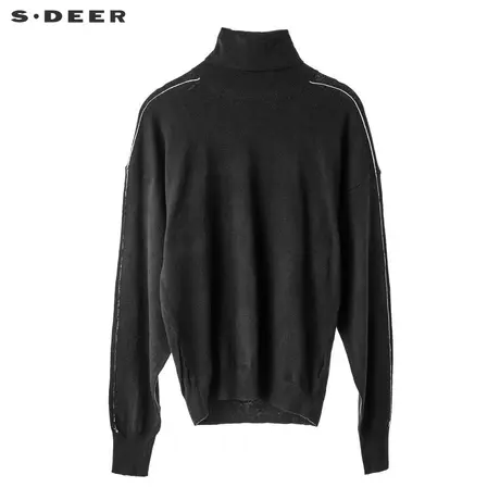 【预售】sdeer圣迪奥2018冬装女落肩袖高领毛衣针织衫S18463502图片