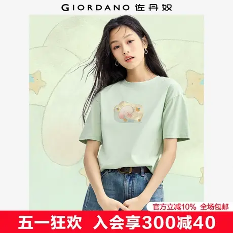 佐丹奴联名t恤女夏季新款纯棉可爱减龄漫画印花短袖上衣99395106图片