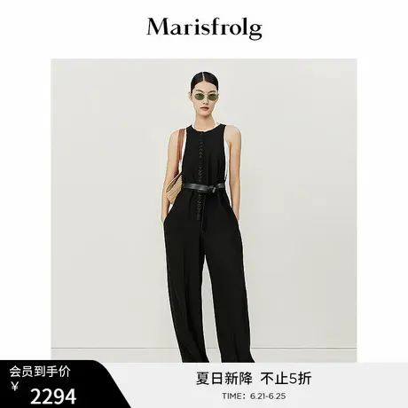 【商场同款】玛丝菲尔2022年春夏新款黑色慵懒风连体吊带休闲裤商品大图