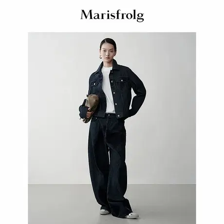 【随型外套】Marisfrolg玛丝菲尔冬深靛蓝牛仔夹克外套图片