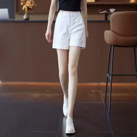 天丝棉四分直筒短裤女夏季宽松透气休闲裤百搭高腰显瘦轻薄阔腿裤商品大图