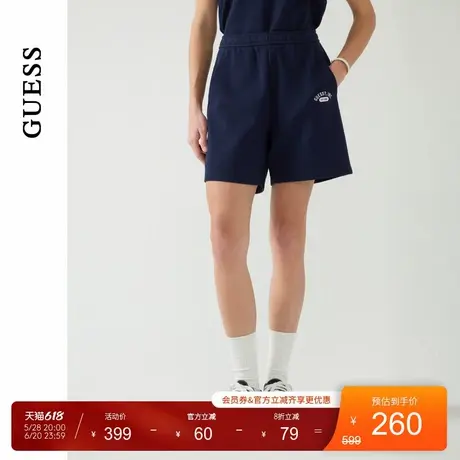 GUESS25年新款夏季女士华夫格面料纯色运动休闲短裤-W5PD3AK2Q40图片