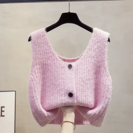 开衫圆领针织马甲背心女2025春秋新款宽松外穿马夹叠穿毛衣坎肩潮商品大图