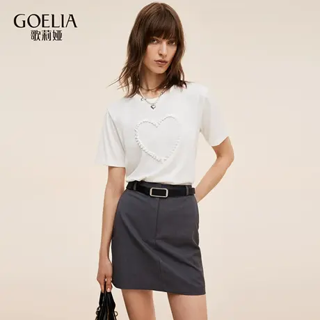歌莉娅秋季新品绣花短袖T恤1E7J0B060图片