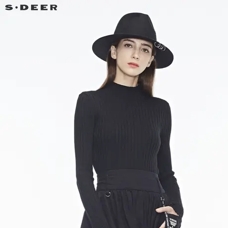 sdeer圣迪奥2019开衩半高领基本款针织衫毛衣女S18483539图片