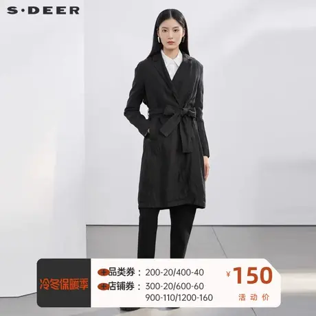 sdeer圣迪奥无扣开襟设计外套女春秋款腰带装饰内衬外套S18361862图片