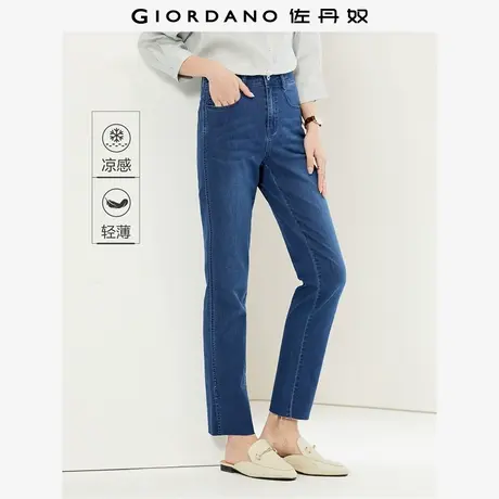 佐丹奴九分裤女装凉爽玉薄牛仔开叉毛边裤脚紧身长裤 05424313商品大图
