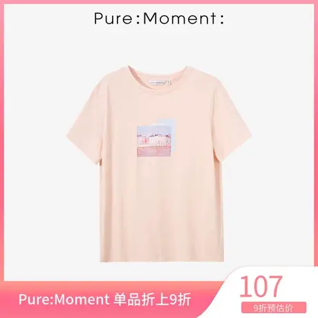 Pure:⛳Moment上衣年夏季新款短袖纯棉宽松休闲个性印花t恤女图片