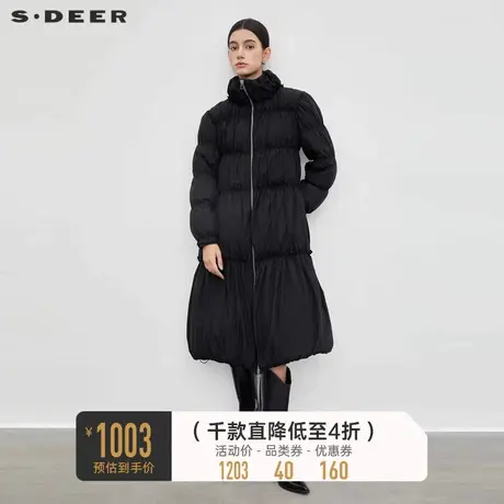 sdeer圣迪奥女装高领碎褶宽松面包服羽绒服S23462403📵商品大图