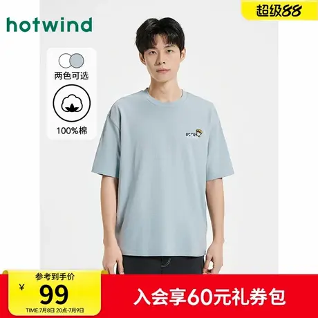 【晚心联名】热风男士短袖T恤上衣2025年夏季新款后背印花情侣款T图片