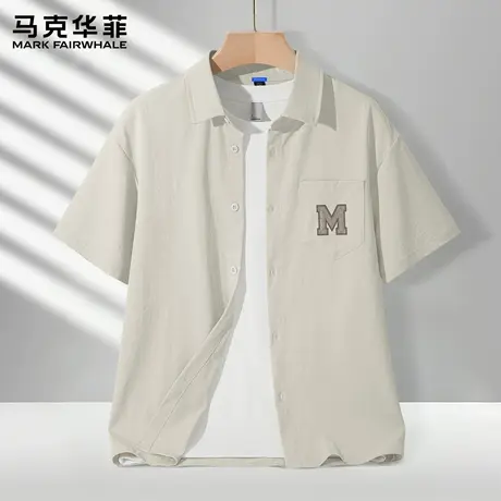 马克华菲男生衬衫短袖高级感半袖男款2025新款冰丝速干运动上衣X商品大图