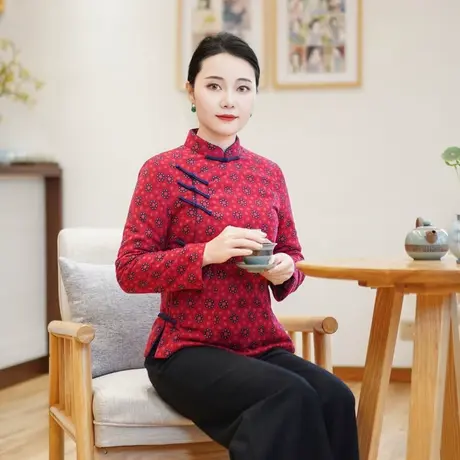 筠雅冬季新款加厚保暖唐装上衣显瘦年轻款棉衣棉服中式女装24J430图片