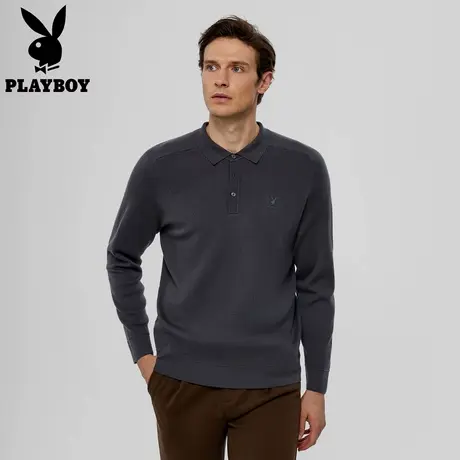【高级感气质】花花公子长袖POLO领针织衫羊毛衫男士毛衣官方正品图片