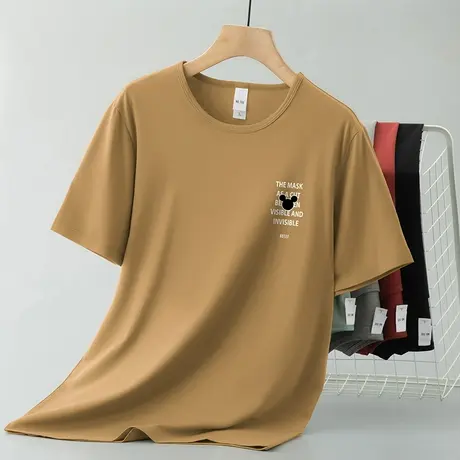 莫代尔短袖t恤男装2025新款冰丝速干上衣服凉感体恤潮牌印花半袖商品大图