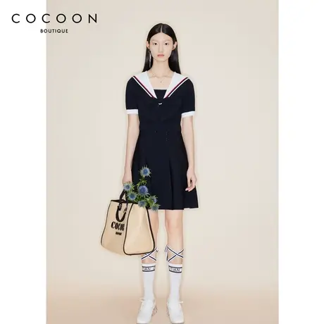 COCOON商场同款学院风连衣裙女2023秋新款减龄裙子23203BC026312商品大图