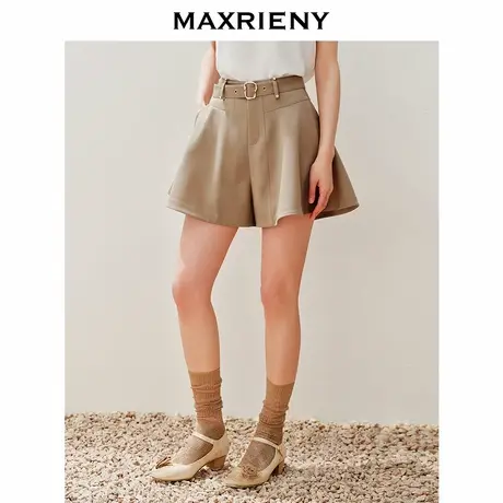 【奥莱】MAXRIENY摩卡色A型散摆短裤女裙裤商品大图
