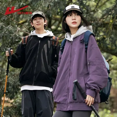 回力美式假两件飞行夹克男春秋季2025新款宽松休闲连帽棒球服外套图片