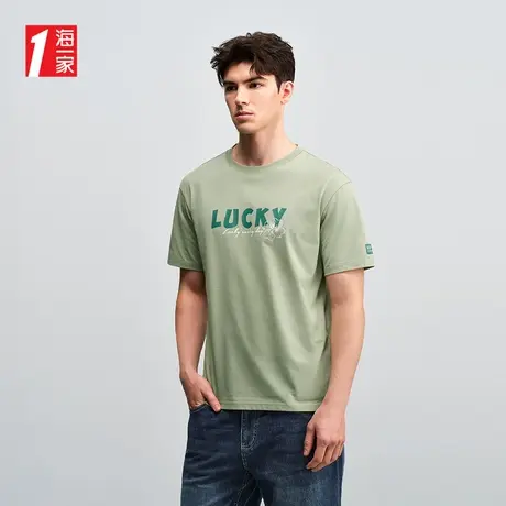 海一家经典圆领短T2025年夏季新款时尚字母印花男士短袖T恤图片