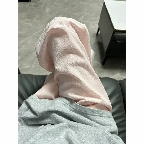 粉色少女感阔腿休闲裤女春季百搭韩版高腰宽松垂感运动拖地长裤潮商品大图