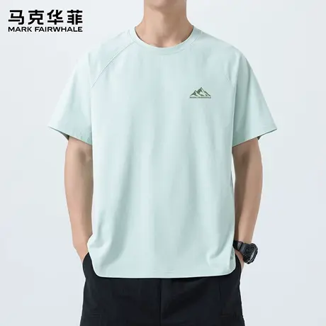 马克华菲短袖男款宽松舒适运动速干半袖男款夏日海边圆领男士t恤X图片
