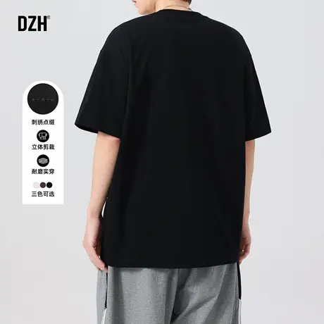 男生美式正肩运动刺绣短袖男夏季新款潮牌复古宽松半袖男款五分袖图片