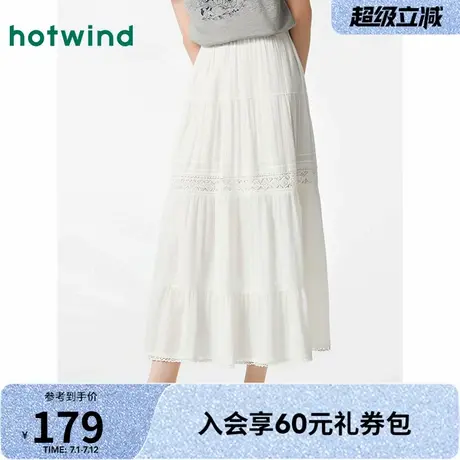 热风半身裙2025年夏季新款女士肌理感蕾丝边小白裙镂空蓬蓬蛋糕裙商品大图