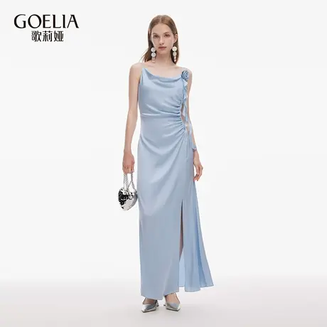 歌莉娅秋季新品22姆米真丝吊带连衣裙（可拆玫瑰花）1E7L4K830商品大图