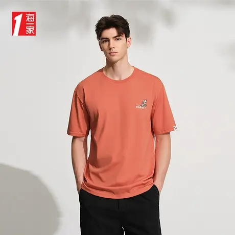 海一家经典圆领短T2025年夏季新款简约可爱印花男士短袖T恤图片