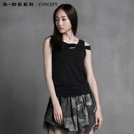 sdeer圣迪奥立体设计感的优雅纯色T恤S15280365图片