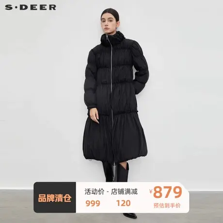 sdeer圣迪奥女装高领碎褶宽松面包服羽绒服S23462403图片