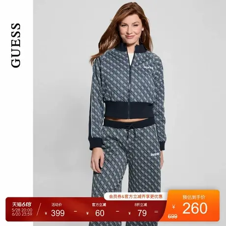 GUESS女士满印老花休闲拉链开襟卫衣-V4BQ10KCHW0商品大图