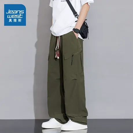 KF真维斯男装2025春季新款 潮流裤子男休闲裤宽松户外伞兵工装裤商品大图