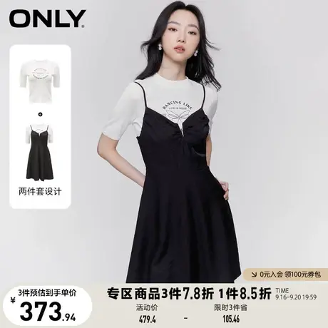 【买4免1】ONLY奥莱2023春夏新款简约休闲套装T恤A字短款连衣裙女商品大图