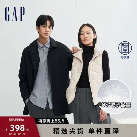 【断码优惠】Gap女装冬季格纹绗缝立领羽绒服宽松背心马甲836571图片