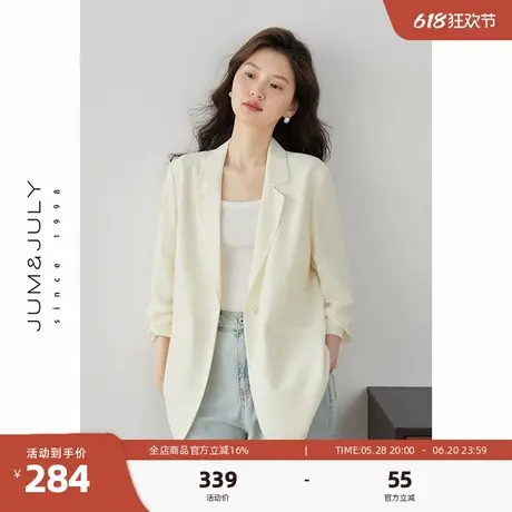嘉茱莉夏季薄款七分袖西装外套女2025新款通勤休闲防晒西服上衣商品大图