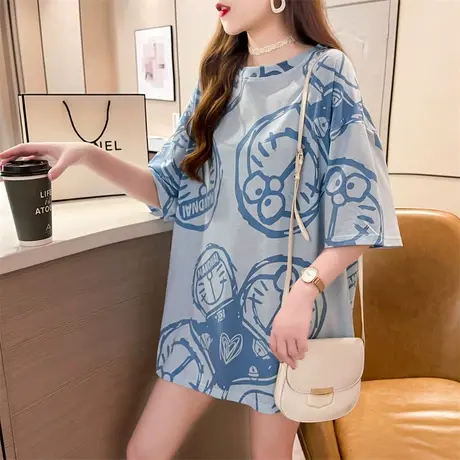 中长款短袖T恤女2023年新款夏INS潮宽松设计感小众夏季上衣图片