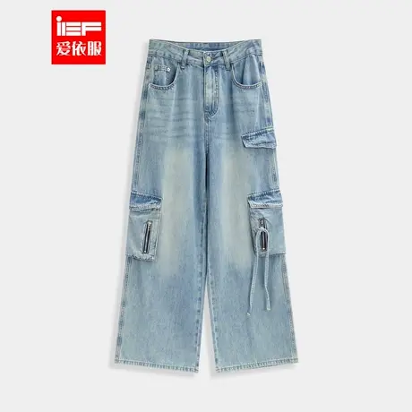 IEF/爱依服裤子2025夏季新款美式街头时尚休闲百搭通勤牛仔阔腿裤商品大图