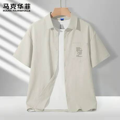 马克华菲男士衬衣短袖2025新款上衣男款冰丝速干半袖夏季男装潮X商品大图
