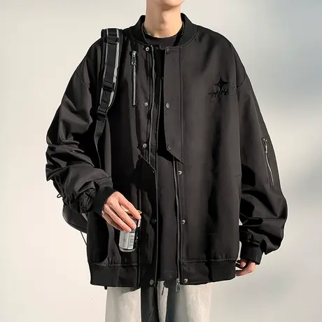 春秋新款 男女美式棒球服外套 青少年宽松休闲百搭飞行冲锋夹克图片